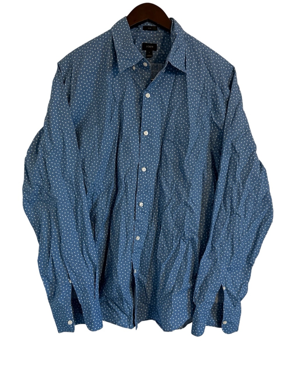 J. Crew Blue Star Cotton Button-Up Shirt Size Large
